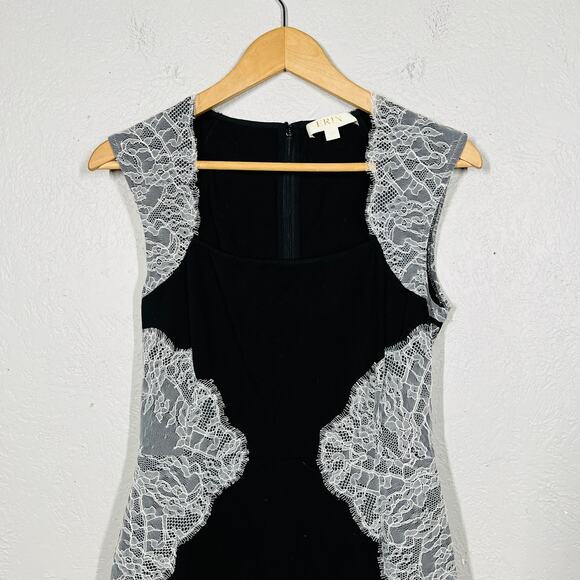 ERIN Festherston x Anthropologie Lace Trim Bodycon Dress Mini Black LBD - 4 - Picture 2 of 5